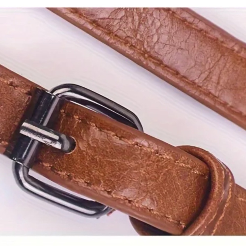 Brown Embossed Leather Crossbody Bag - Picture 11 of 12